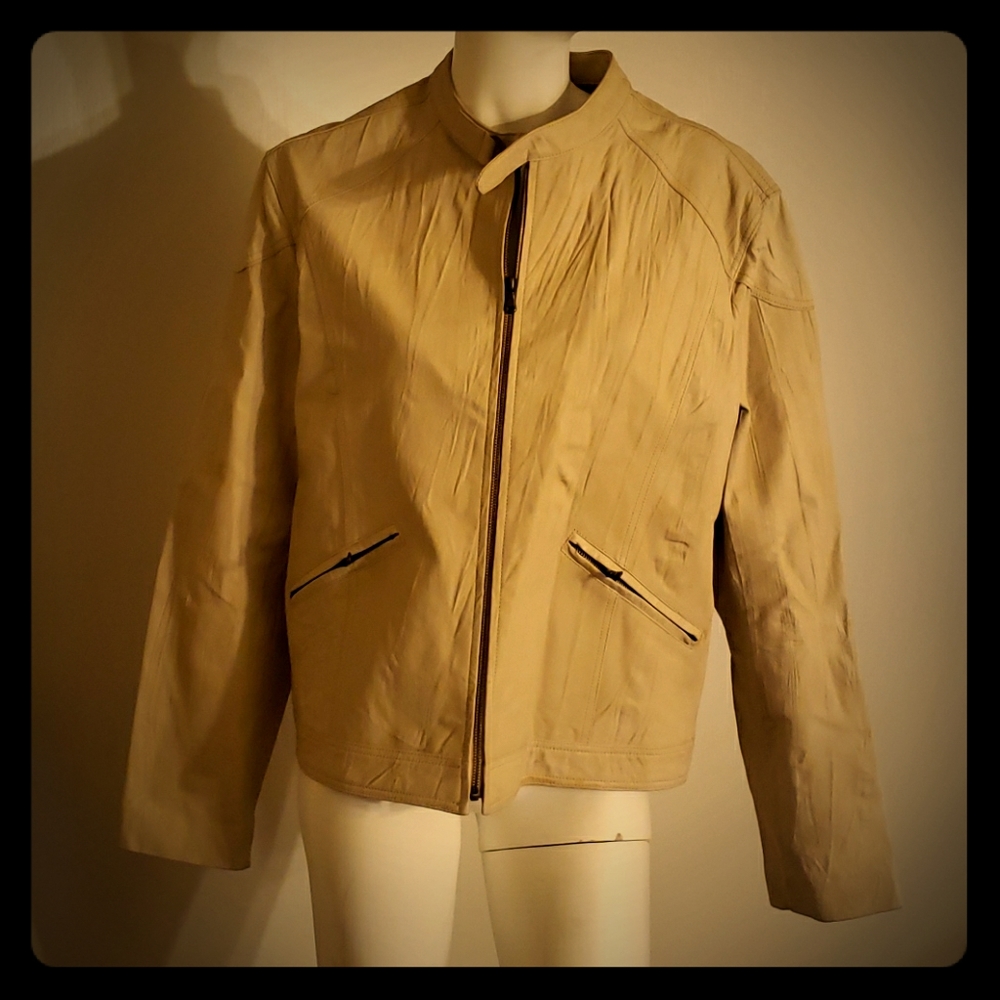 Beige leather jacket